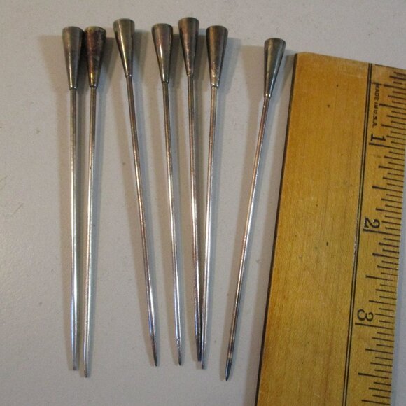 Vintage Lot of 7 Silverplate Silver Plate Stick Pins Hat - Picture 4 of 6